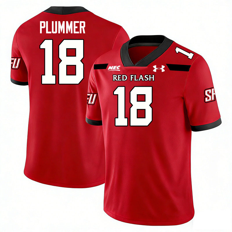 Saint Francis Red Flash #18 Mac Plummer College Football Jerseys,Uniforms Stitched-Red